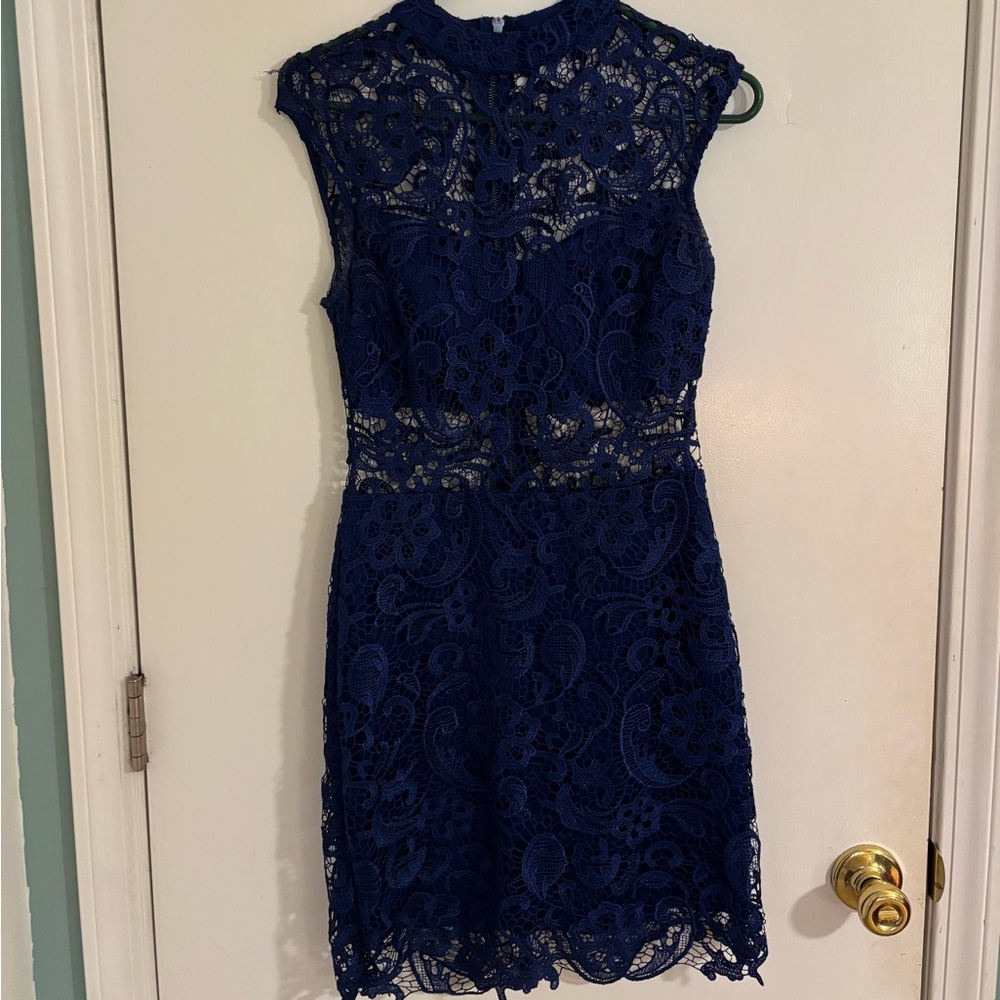 Elegant Navy Lace Dress
